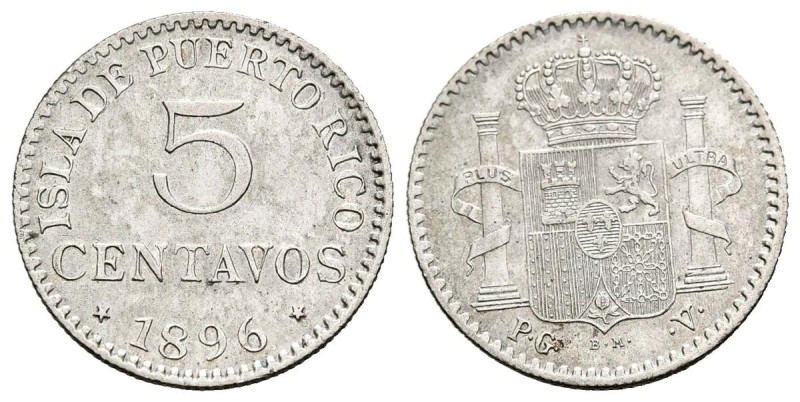 ALFONSO XIII (1885-1931). 5 Centavos (Ar. 1,27g/16mm). 1896. Puerto Rico. PGV (C...