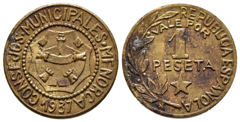 MENORCA. 1 Peseta. (CuNi. 2,98g/19mm). 1937. (Cal-2019-23). EBC.