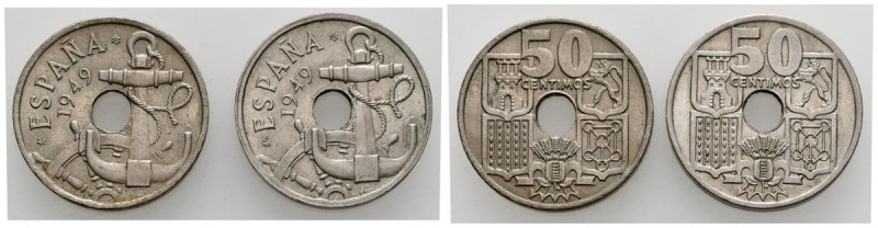 ESTADO ESPAÑOL (1936-1975). Pareja de 50 Céntimos 1949 *51. Flechas invertidas. ...