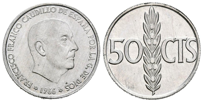 ESTADO ESPAÑOL (1936-1975). 50 Céntimos. (Al. 0,98g/20mm). 1966 *19-70. Madrid. ...