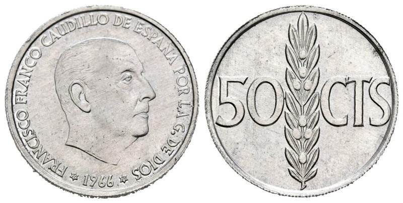 ESTADO ESPAÑOL (1936-1975). 50 Céntimos. (Al. 1,00g/20mm). 1966 *19-70. Madrid. ...