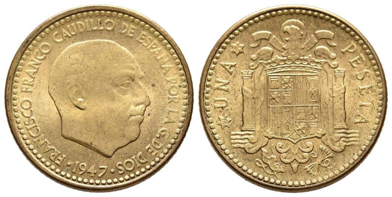ESTADO ESPAÑOL (1936-1975). 1 Peseta. (Al-Cu. 3,49g/20mm). 1947 *19-54. Madrid. ...