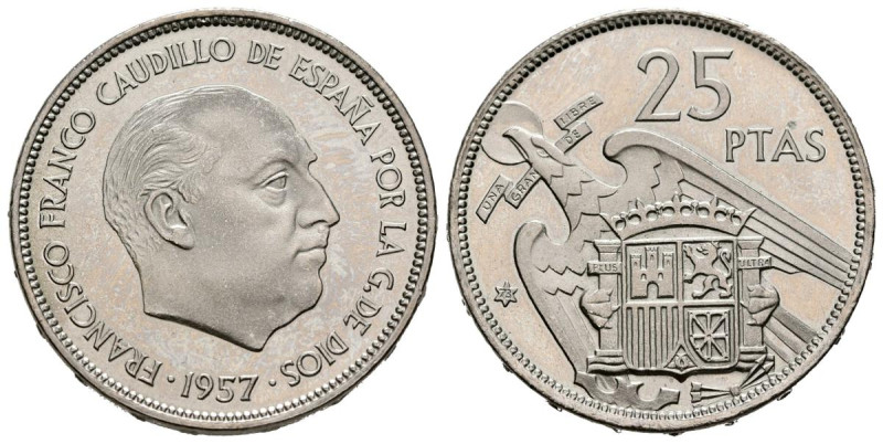 ESTADO ESPAÑOL (1936-1975). 25 Pesetas. (Ni. 8,43g/27mm). 1957 *73. Madrid. (Cal...