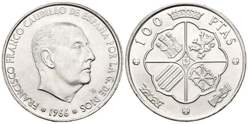 ESTADO ESPAÑOL (1936-1975). 100 pesetas. (Ar. 18.68g/34mm). 1966 *19-67. Madrid....