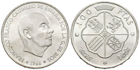 ESTADO ESPAÑOL (1936-1975). 100 pesetas. (Ar. 18.86g/34mm). 1966 *19-68. Madrid. (Cal-2019-147). SC. Brillo original.