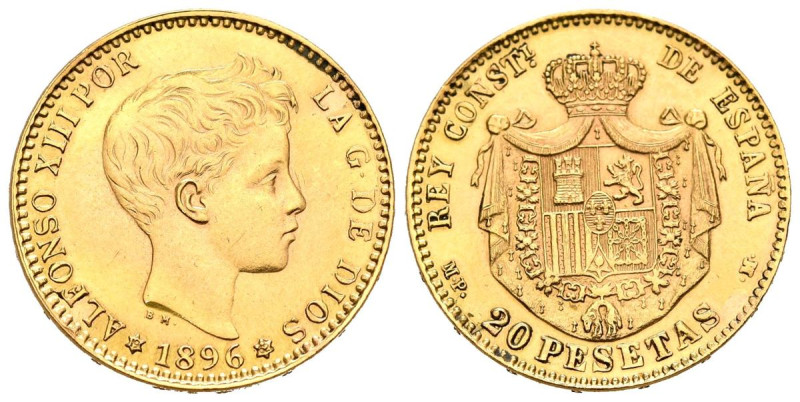 ESTADO ESPAÑOL (1936-1975). 20 Pesetas. (Au. 6,44g /21mm). 1896 *19-62. Madrid M...