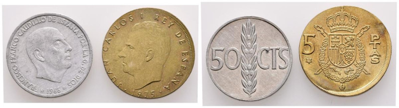 ESTADO ESPAÑOL Y JUAN CARLOS I. 50 Céntimos de 1966 *68 con reverso girado 180º ...