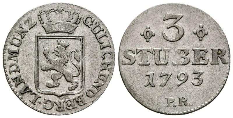 ALEMANIA. 3 Stuber (Ve. 2,09g/21mm). 1793. Ducado de Jülich-Berg (1716 -1795). D...