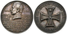 ALEMANIA, Wilhelm II. Medalla de proclamación del Discurso en la apertura del Reichstag. (Ar. 18,36g/35mm). 4 de Agosto de 1914. Brandemburgo, Prusia....