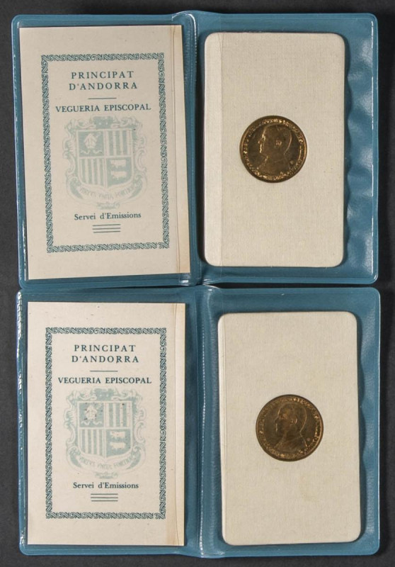 ANDORRA. Conjunto de 2 carteras oficiales de 1 Diner acuñados en 1983. Incluye c...