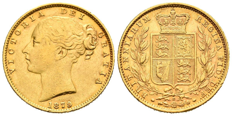 AUSTRALIA. 1 Soberano (Au. 7,95g/22mm). 1879. Reina Victoria. Sídney S. (Km#6). ...