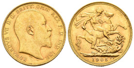 AUSTRALIA. 1 Soberano (Au. 7,98g/22mm). 1905. Eduardo VII. Perth P. (Km#15). MBC+.