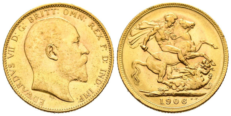 AUSTRALIA. 1 Soberano (Au. 7,99g/22mm). 1906. Eduardo VII. Melbourne M. (Km#15)....