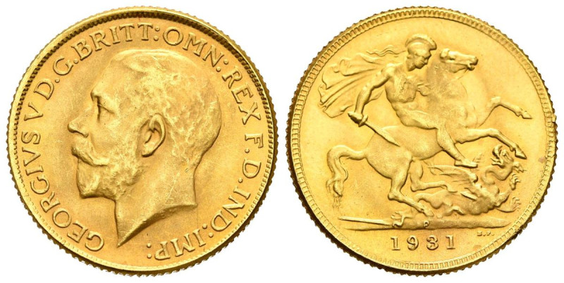 AUSTRALIA. 1 Soberano (Au. 8,00g/22mm). 1931. Jorge V. Perth P. (Km#32). EBC+.