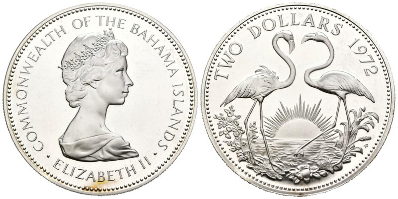 BAHAMAS. 2 Dollars (Ar. 28,94g /40mm). 1972. Isabel II. (Km # 23). PROOF.