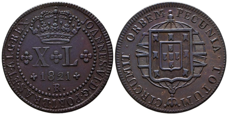 BRASIL. 40 Reis (Ae. 14,26g/35mm). 1821. Río de Janeiro R. (Km#319.1). EBC. Prec...