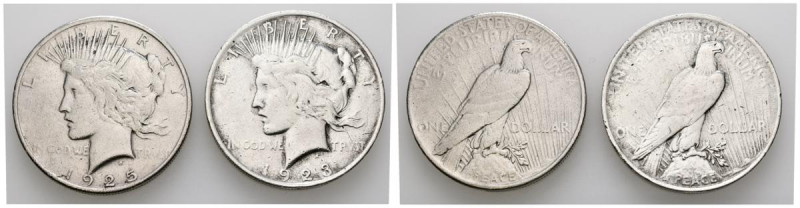 ESTADOS UNIDOS. Pareja de Dólares tipo Liberty acuñados en Philadelphia en 1923 ...