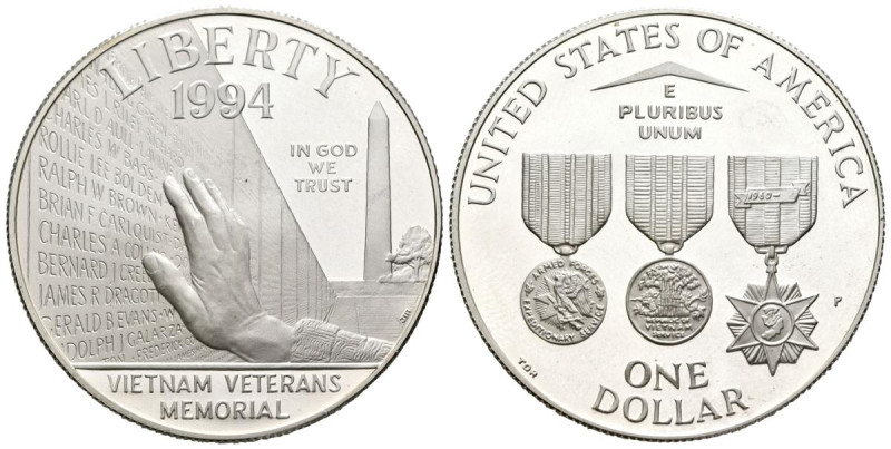 ESTADOS UNIDOS. 1 Dollar. (Ar. 26,60g/38mm). 1994. Philadelphia P. En Memoria de...