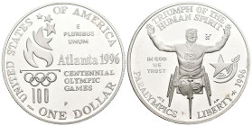 ESTADOS UNIDOS. 1 Dollar. (Ar. 26,41g/38mm). 1996. Philadelphia P. X Juegos Paralímpicos. Atlanta 1996. (Km#268). PROOF.