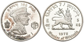 ETIOPÍA. 5 Dollari (Ar. 25,04g/37mm). 1972. Haile Selassie I. (Km#52). PROOF.