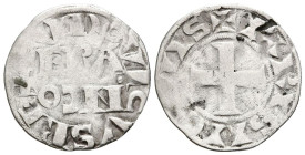 FRANCIA, Luis VII (1137-1180). Dinero. (Ar. 0,93g/20mm). París. (Duplessy 146). Anv: Leyenda en dos líneas: FRA/NCO, alrededor leyenda: LVDOVICVS REX....