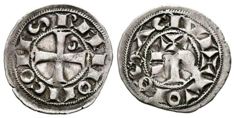 FRANCIA, Ramón V-VII (1148-1249). Obolo. (Ar. 0,58g/15mm). Condado de Toulouse. ...