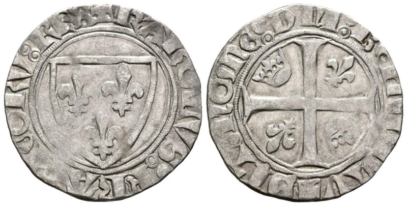 FRANCIA. Blanca de Guènar (Ar. 3,15g/25mm). S/D. Carlos IV (1322-1328). París. (...
