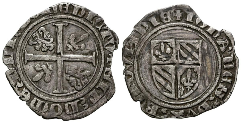FRANCIA, Juan I (1404-1419). Blanca. (Ar. 2,75g/25mm). Borgoña. (Poey d'Avant 57...