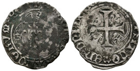 FRANCIA, Carlos VIII (1483-1498). Blanca. (Ar. 2,65g/25mm). Saint-Pourçain. (Duplessy 587). MBC-.