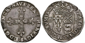 FRANCIA. 1/4 Ecu de Béarn (Ar. 9,49g/30mm). 1606. Henri IV (1589-1610). Morlaas. (Duplessy 1240). MBC.