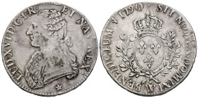 FRANCIA. 1 Ecu (Ar. 28,95g/40mm). 1790. Luis XVI. Lille W. (Km#564.16). MBC.