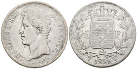 FRANCIA. 5 Francs (Ar. 24,73g/36mm). 1828. Carlos X. Lille W. (Km#728.13). MBC/MBC+.