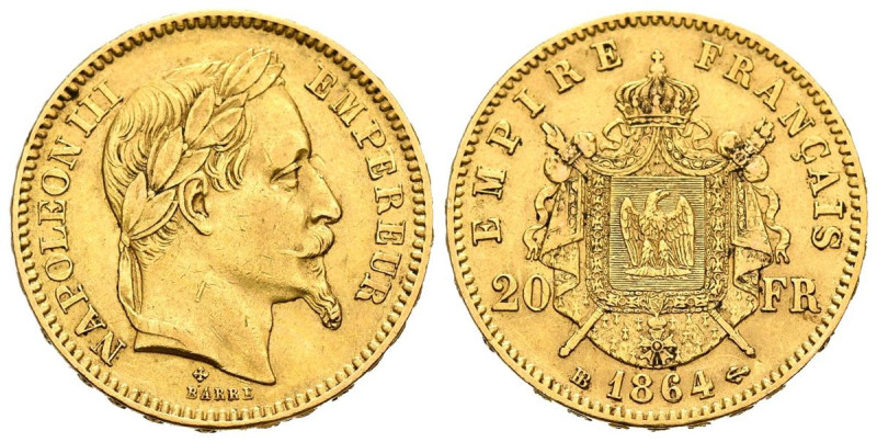 FRANCIA. 50 Francos (Au. 6,43g/21mm). 18641. Napoleón III. Estrasburgo BB. (Km#7...