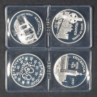FRANCIA. Conjunto de 4 monedas de 15 Euros de la serie Monumentos de la Arquitectura: Estocolmo, Helsinki, Amsterdam y Rock of Cashel (Irlanda). 1996 ...
