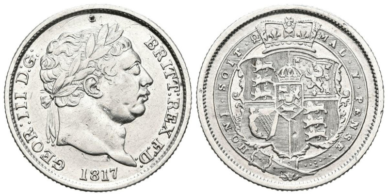 GRAN BRETAÑA. 1 Shilling. (Ar. 5,59g/24mm). 1817. George III. (Km#666). MBC+/EBC...