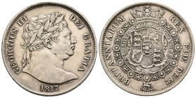 GRAN BRETAÑA. 1/2 Crown (Ar. 14,10g/32mm). 1817. Jorge III. (Km#667). MBC+. Interesante pieza.