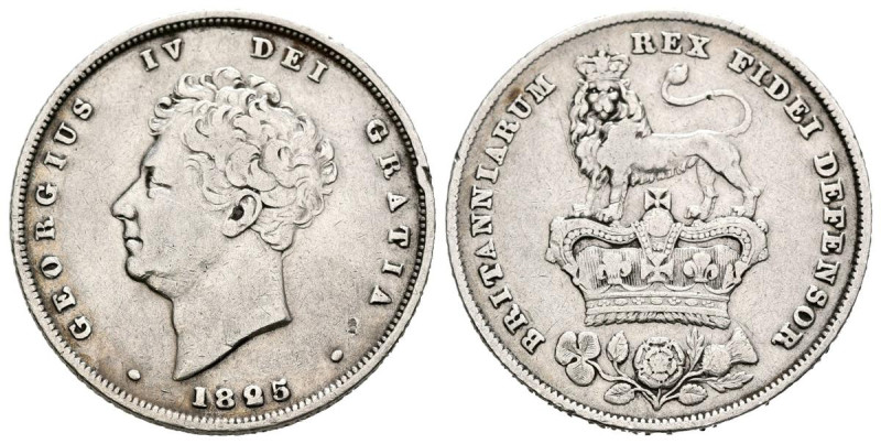 REINO UNIDO. 1 Chelín (Ar. 5,54g/24mm). 1825. Jorge IV. (Km#694). MBC.