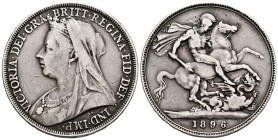 REINO UNIDO. 1 Crown (Ar. 27,96g/39mm). 1896. Reina Victoria. (Km#783). MBC.