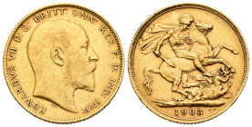 GRAN BRETAÑA. Soberano. (Au. 7,97g/22mm). 1903. (Km#805). MBC.