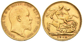 REINO UNIDO. 1 Soberano (Au. 7,97g/22mm). 1904. Eduardo VII. Londres. (Km#805). MBC+.