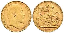 GRAN BRETAÑA. Soberano. (Au. 7,97g/22mm). 1908. (Km#805). MBC-.