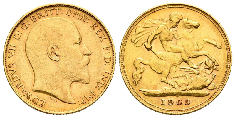 REINO UNIDO. 1/2 Soberano (Au. 3,97g/19mm). 1914. Eduardo VII. Londres. (Km#804)...