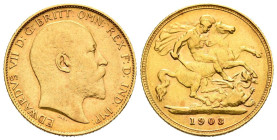 REINO UNIDO. 1/2 Soberano (Au. 3,97g/19mm). 1914. Eduardo VII. Londres. (Km#804). MBC+.