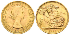 REINO UNIDO. 1 Soberano (Au. 7,99g/22mm). 1959. Isabel II. Londres. (Km#908). EBC+.