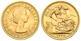 REINO UNIDO. 1 Soberano (Au. 7,99g/22mm). 1963. Isabel II. Londres. (Km#908). EBC+.