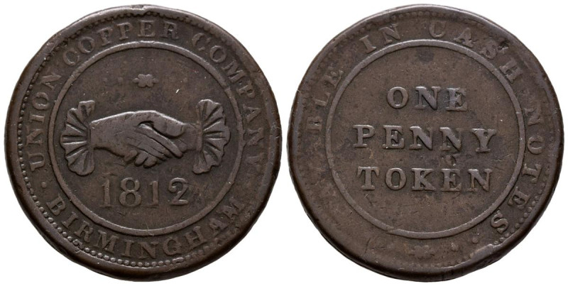 GRAN BRETAÑA. One Penny Token. (Ae. 27,26g/36mm). 1812. Birmingham. MBC.