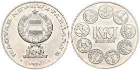 HUNGRÍA. 100 Florines (Ar. 22,08g/37mm). 1974. 25º Aniversario Creación de la COMECON. (Km#602). SC-.