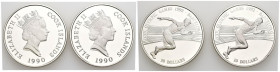 ISLAS COOK. Pareja de 10 Dólares en plata acuñadas en 1990 con motivo de los JJOO de Barcelona 1992. (Km#79). PROOF.
