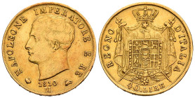 ITALIA. 40 Liras (Au. 12,83g/26mm). 1810. Milán. Reino Napoleónico de Italia (1807 - 1814). (Km#12). MBC-/MBC.