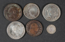 ITALIA. Interesante conjunto formado por 7 monedas italianas acuñadas en los siglos XVIII y XIX (Estados Italianos e Italia ya unificada). Diferentes ...